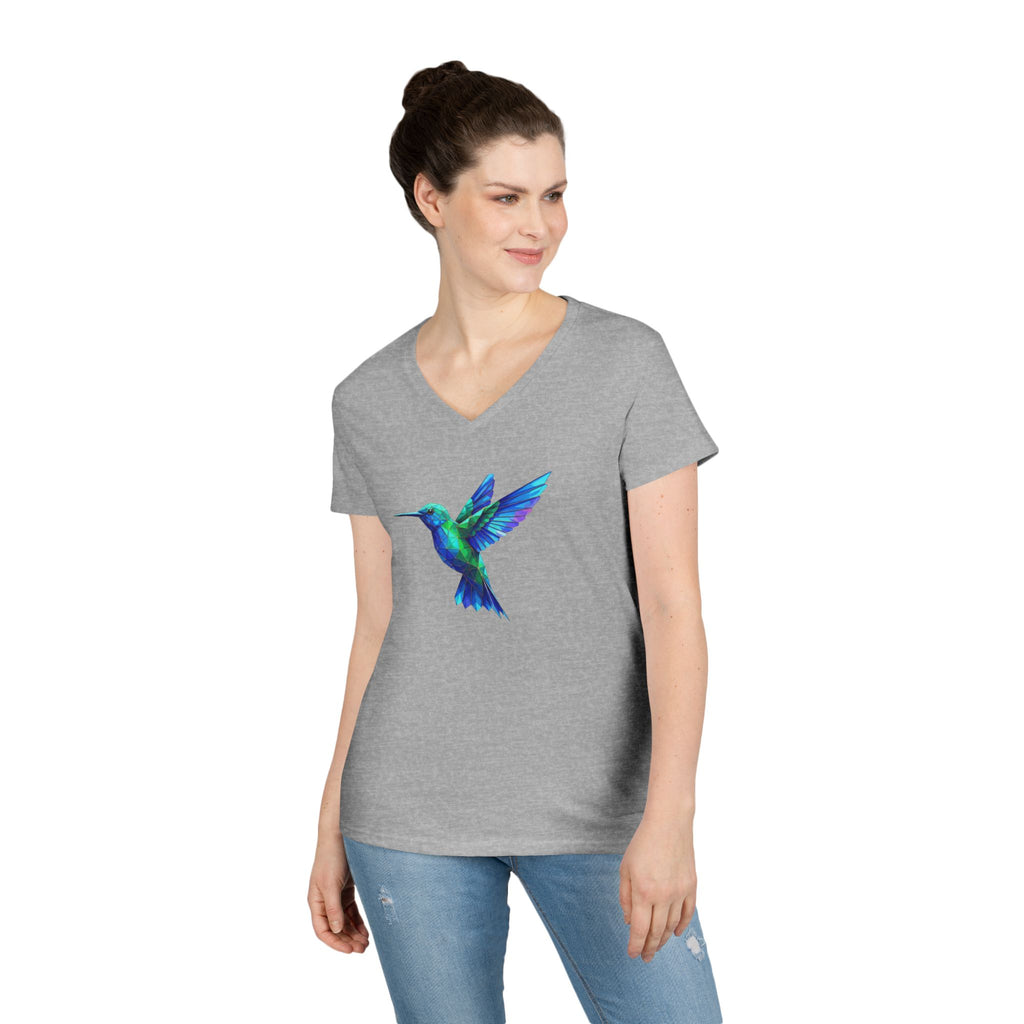 Hummingbird Watercolor Ladies' V-Neck Tee
