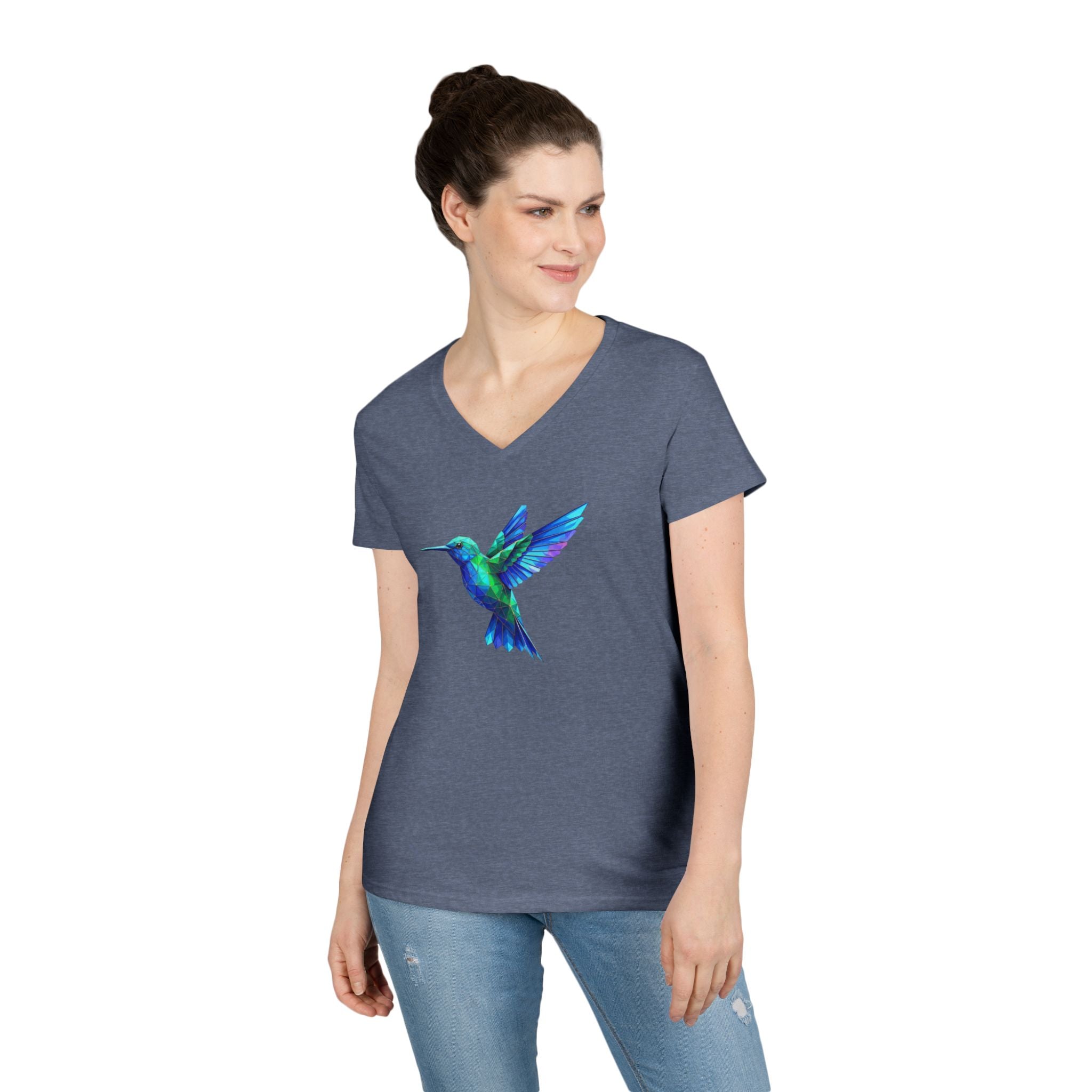 Hummingbird Watercolor Ladies' V-Neck Tee