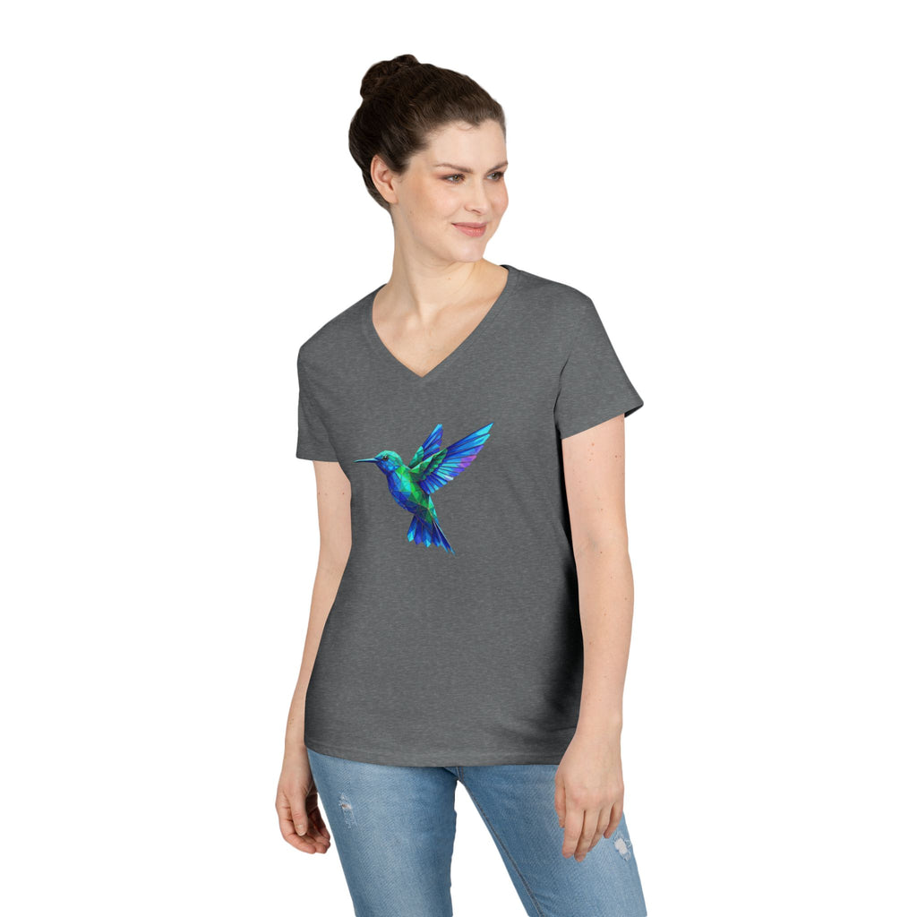 Hummingbird Watercolor Ladies' V-Neck Tee