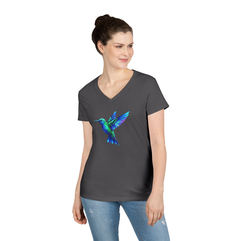 Hummingbird Watercolor Ladies' V-Neck Tee
