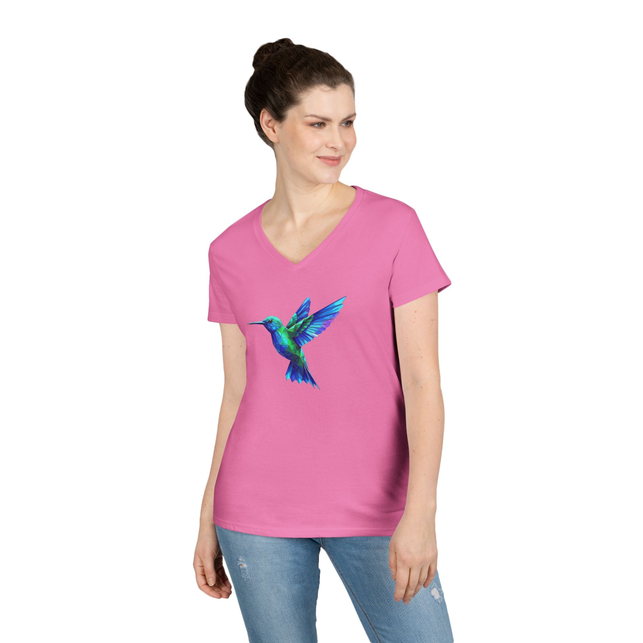 Hummingbird Watercolor Ladies' V-Neck Tee