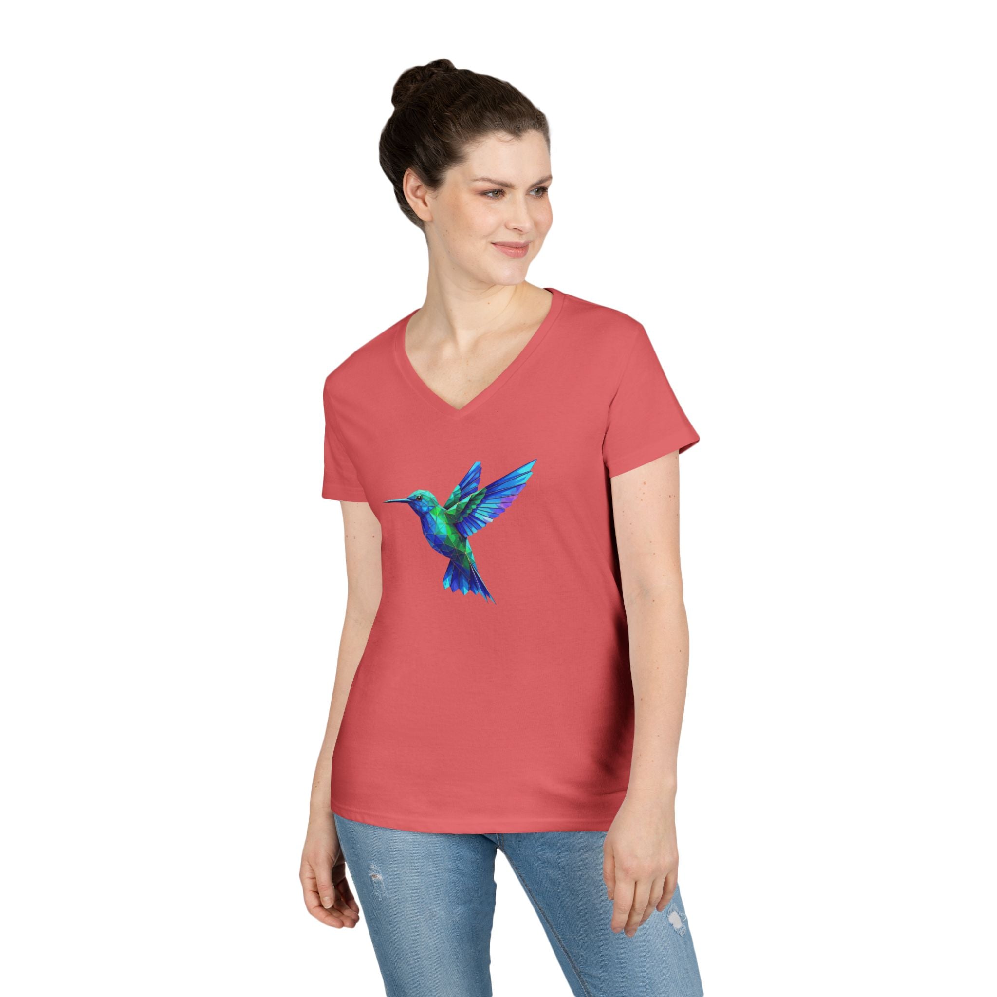 Hummingbird Watercolor Ladies' V-Neck Tee
